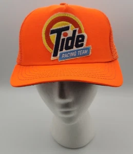 Tide Racing Team Hat NASCAR Trucker Mesh Snapback Rare VTG Cap 80s 90s Orange - Picture 1 of 9