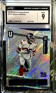 2019 PANINI UNPARALLELED U26 SILVER SPARKLE CGC 9 SAQUAN BARKLEY #121 SHIMMER - Picture 1 of 2
