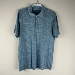 Polo Lululemon uomo blu heathered metallo sfiato manica corta taglia large - Foto 1 di 4