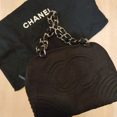 Bolso tote cadena algodón negro Chanel con bolsa de almacenamiento en Foto 1 de 4