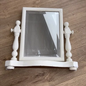 Solid Pine Wooden Dressing Table Tilting Mirror With Stand- Painted White - Picture 1 of 14