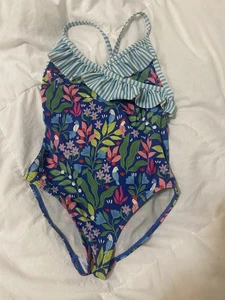 Costume da bagno Boden bambino bambina taglia 6-7 Y blu tropicale 1 pezzo - Foto 1 di 5
