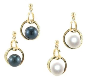 Ohrstecker 7-7,5 mm AAA-Akoya-Perle 14 K Gelbgold Diamant - Bild 1 von 3