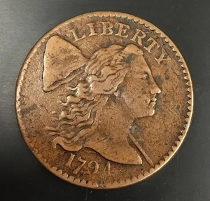 Centavo grande cabello suelto 1794 1C - cabeza de 94 - Imagen 1 de 6