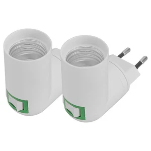 2Pcs EU Stecker E27 Lampenfassung Steckdose Konverter & On/Off Schalter - Picture 1 of 8