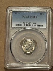 1977 ROOSEVELT DIME PCGS MS66 Nice Toning - Picture 1 of 2