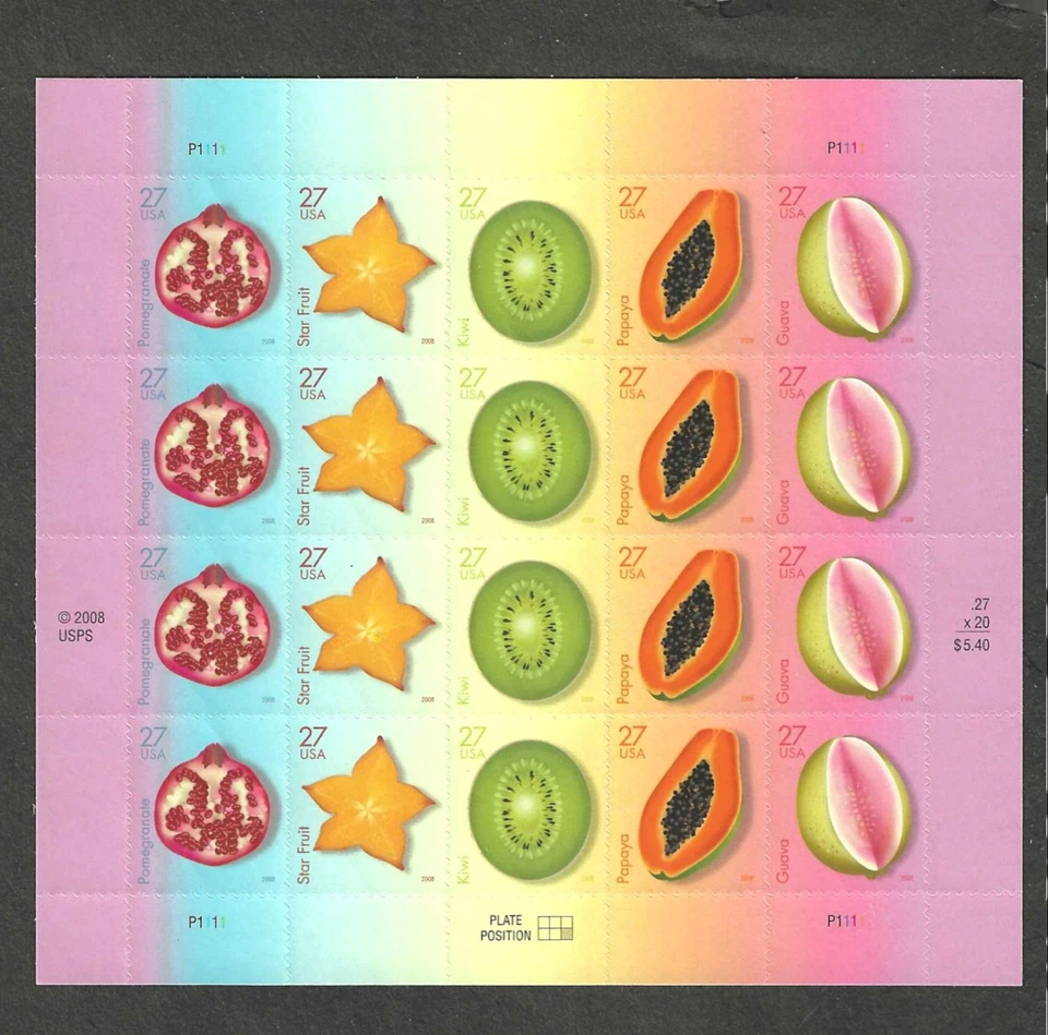 #4253-7 27c TROPICAL FRUIT ISSUE PANE OF 20 MNH - Image 1 of 1