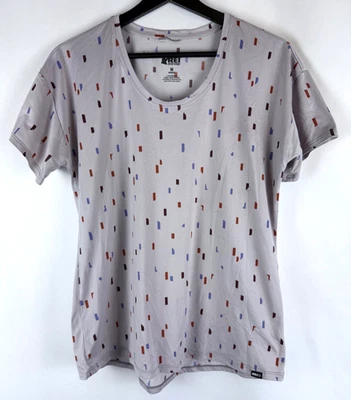 REI Co-Op 女式灰色印花 S/S 大圆领健身撒哈拉衬衫 M 码 — 第 1/4 张图片