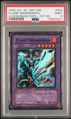 Yu-Gi-Oh! 2002 Flame Swordsman LOB-003 1st Edition - PSA 9 - Image 1 of 2