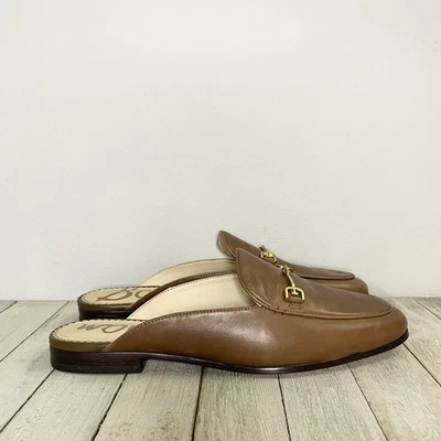 Sam Edelman Linnie Leather Slip On Loafer Mule Saddle Tan Size 7.5 Orig $130 NEW - Image 1 of 4