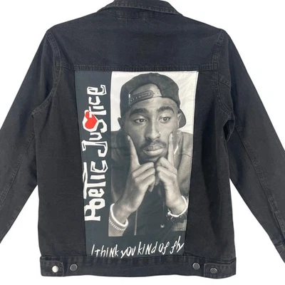 Y2K Chemistry Denim Jacket Mens Small Black Poetic Justice Tupac Hip Hop 90s Rap - Imagem 1 de 4