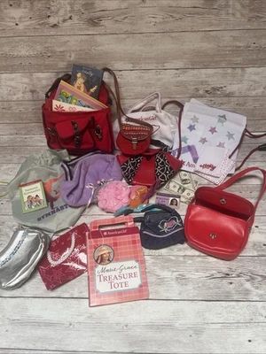American Girl Doll Lot Of  Purses Backpacks Totes with Some Accessories - Image 1 of 4