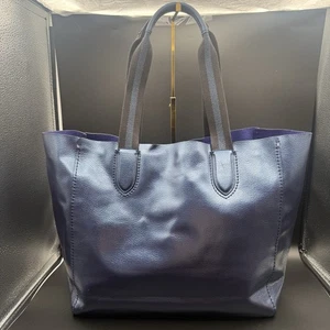 Bolso de Mano Coach Derby Cuero Azul Metálico Rayas Corredor Grande Top Llevar F59388 - Imagen 1 de 19