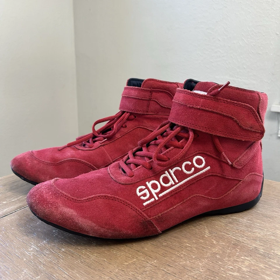 Zapatos de carreras Sparco Race rojos de gamuza para conducir de caña alta para hombre US 11 SFI aprobados en muy buena condición Foto 1 de 4