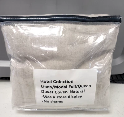 Hotel Collection Linen/Modal Blend FULL/QUEEN Duvet Cover Natural - Image 1 of 4