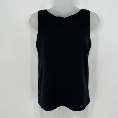 Eileen Fisher XS Black 100% Wool Round Neck Tank Top Sleeveless Pullover Classic - Image 1 of 4