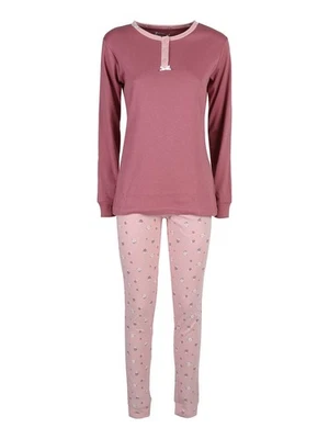 Linea Ambro Pigiama lungo da donna in misto cotone interlock con pantaloni fiora - Imagen 1 de 3