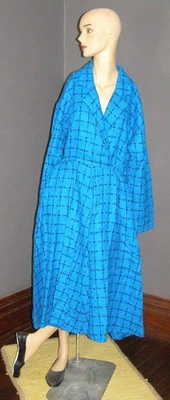 Vintage 90's blue & black PLAID flannel dress full skirt 2XL 3XL wrap style rock - Image 1 of 4