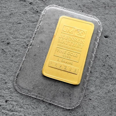 Johnson Matthey Barra de Oro 5 Gramos Logotipo Estampado Trasero .9999+ Foto 1 de 2