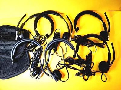 LOT OF 5X LOGITECH USB HEADSET A-00050 HEADPHONE W/ MICROPHONE NOISE CANCELING - Image 1 of 4