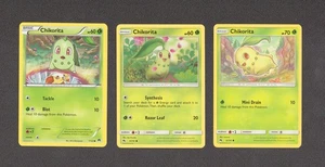 Chikorita Pokemon Card Collection Set of 3 English Cards Cute Grass Vintage - Picture 1 of 1
