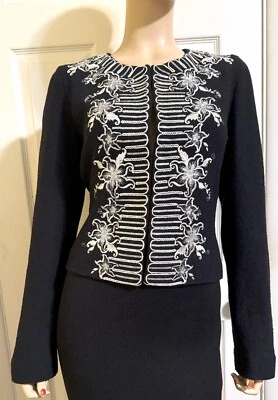 Jaqueta de malha LKNU St. John Couture Santana preta e prata tamanho 12 - Imagem 1 de 4