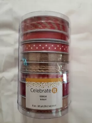 Brand New Lot Of “Celebrate It”  Ribbon, Value pack RED/NATURAL 32yd - Image 1 of 3