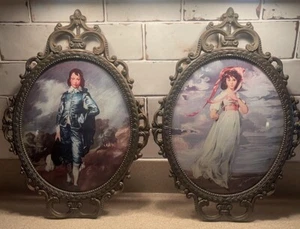 Vtg J.I.C. New York Pair Blue Boy/Pinkie Brass Metal Frames Mid Century Italy - Picture 1 of 10