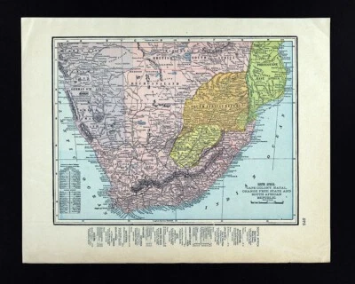 1904 George Cram Map South Africa Cape Town Natal Orang Free State Bushmen - Image 1 of 4