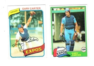 1980 und 1981 Topps Gary Carter Montreal Expos 2 Karten Lot Sharp Cards - Bild 1 von 1