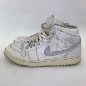 Nike Air Jordan 1 Retro Mid White Platinum Sneakers 554724-108 Mens Sz 12 - Picture 1 of 12