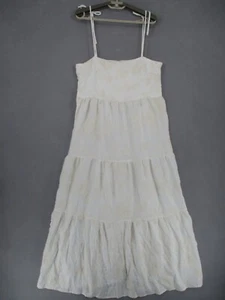Apero Dress Womens Small White Beige NWT Floral Jacquard Embroidered Tier Tie - Picture 1 of 18