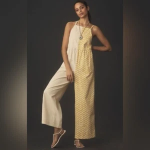 Rita Row Anthropologie Women's Medium Neo Sleeveless Square Neck Jumpsuit Yellow - Picture 1 of 12
