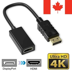 4K DisplayPort to HDMI Cable (DP) Male to Female Adapter Audio Video Converter - Picture 1 of 8
