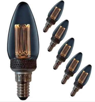 6 X LED SMOKED CANDLE LIGHT BULB SES WARM WHITE 2W CREATE MOOD LIGHTING - Image 1 of 4