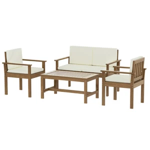 Gardeon Outdoor Sofa Set 4-Seater Wooden Lounge Setting Table Chairs - Picture 1 of 7