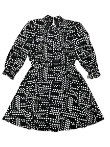 Karl Lagerfeld Dot-Print Mock Neck 3/4 Sleeve Women’s Dress Size 10 - Picture 1 of 4
