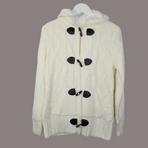 Unbranded Women's Small Cream Cable Knit Soft Interior Toggle Closure Jacket - Picture 1 of 6
