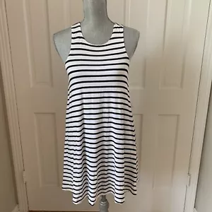 Socialite Racerback Tank Sun Dress Smock Black & White Nautical Stripe Sz Small - Picture 1 of 6