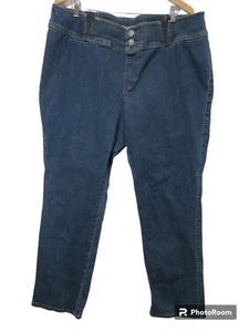 Sz 22W M LEE Womens PULL ON Comfort Elastic Band Stretch Blue Jeans Natural Fit - Picture 1 of 13