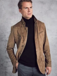 80er Jahre Stil natürliches Lammfell Wildleder Echtleder Mantel Herren Winterjacke/XS-5XL - Bild 1 von 3