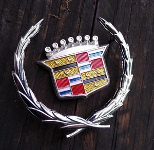 1974-78 Cadillac Eldorado Wheel Hubcap Cover Chrome Wreath Emblem SET (2Pc) EC - Picture 1 of 9