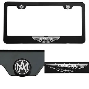 Laser Engrave Aston Martin Logo Mirror Matte Black License Frame Stainless Steel - Bild 1 von 11