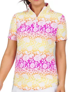NWT IBKUL Jesse Watermelon Orange Short Sleeve Mock Golf Shirt S M L XL XXL - Picture 1 of 1