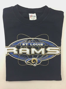 St. Louis Rams Navy Blue T-Shirt, Size XL, NFL Majestic, Good Used Condition - Picture 1 of 3