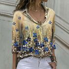 Stylish Floral Print Women's Loose Fit Button Up Shirts with Long Sleeves