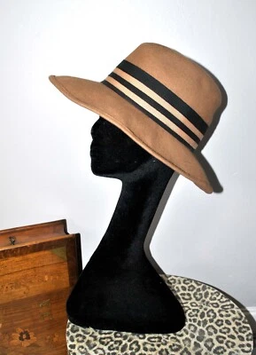 Chapeau JEAN BARTHET - Fedora en Feutre beige caramel by MEUCCI Italy T.55 - Photo 1/4