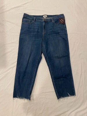 New Ava & Viv Woman Blue Jean Mid Rise Cut Off Skinny Denim Pants Plus Size 20W - Image 1 of 4