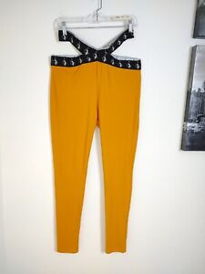 BABY PHAT Y2K CUTOUT WAIST LEGGINS SZ XL MUSTARD COLOR LOGO B10