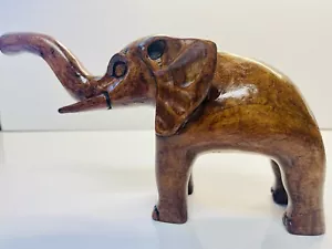 Elephant Wooden Hand Carved Vintage MCM Animal Figurine - Picture 1 of 13